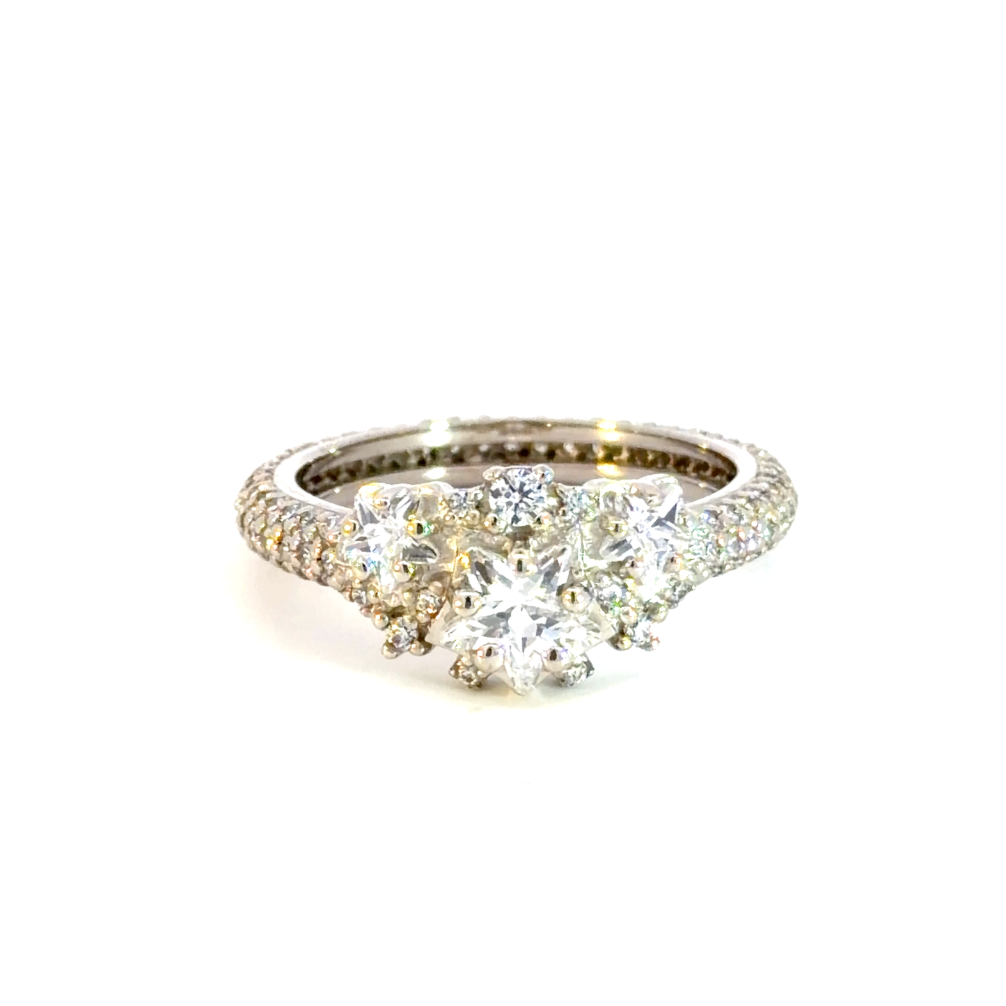 Platinum Diamond Multistone Ring with White Gold Setting