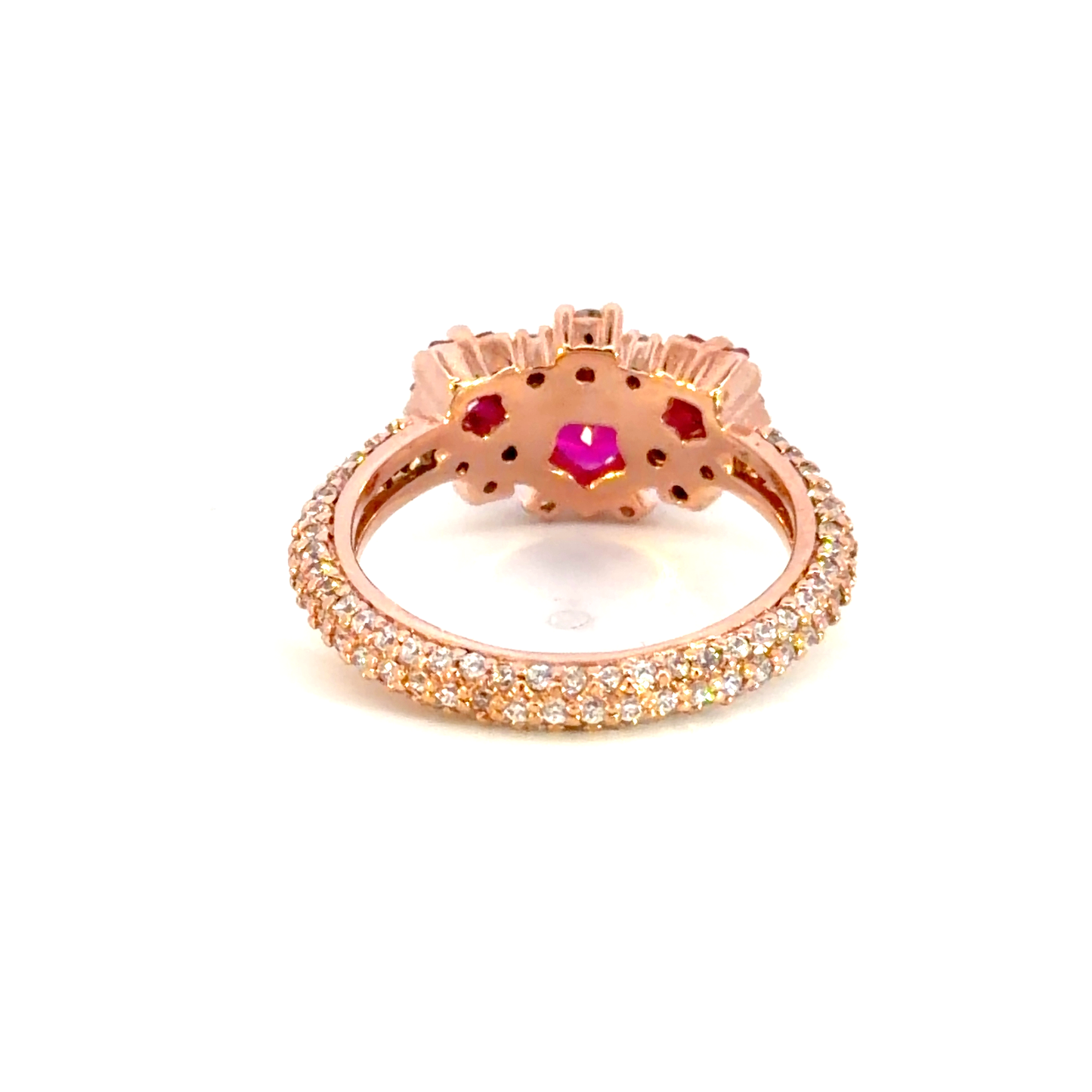 Rose Gold Cocktail Ring with Star-Cut Ruby