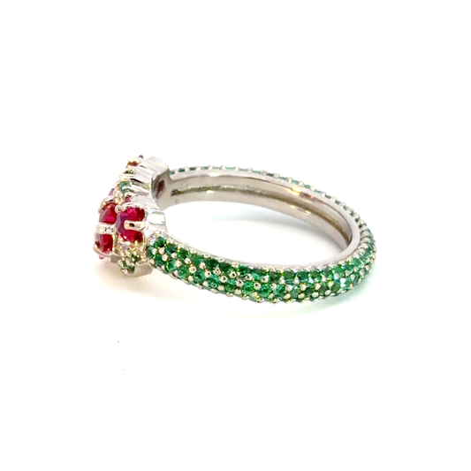 Star Ruby & Gemstone Silver Cocktail Ring