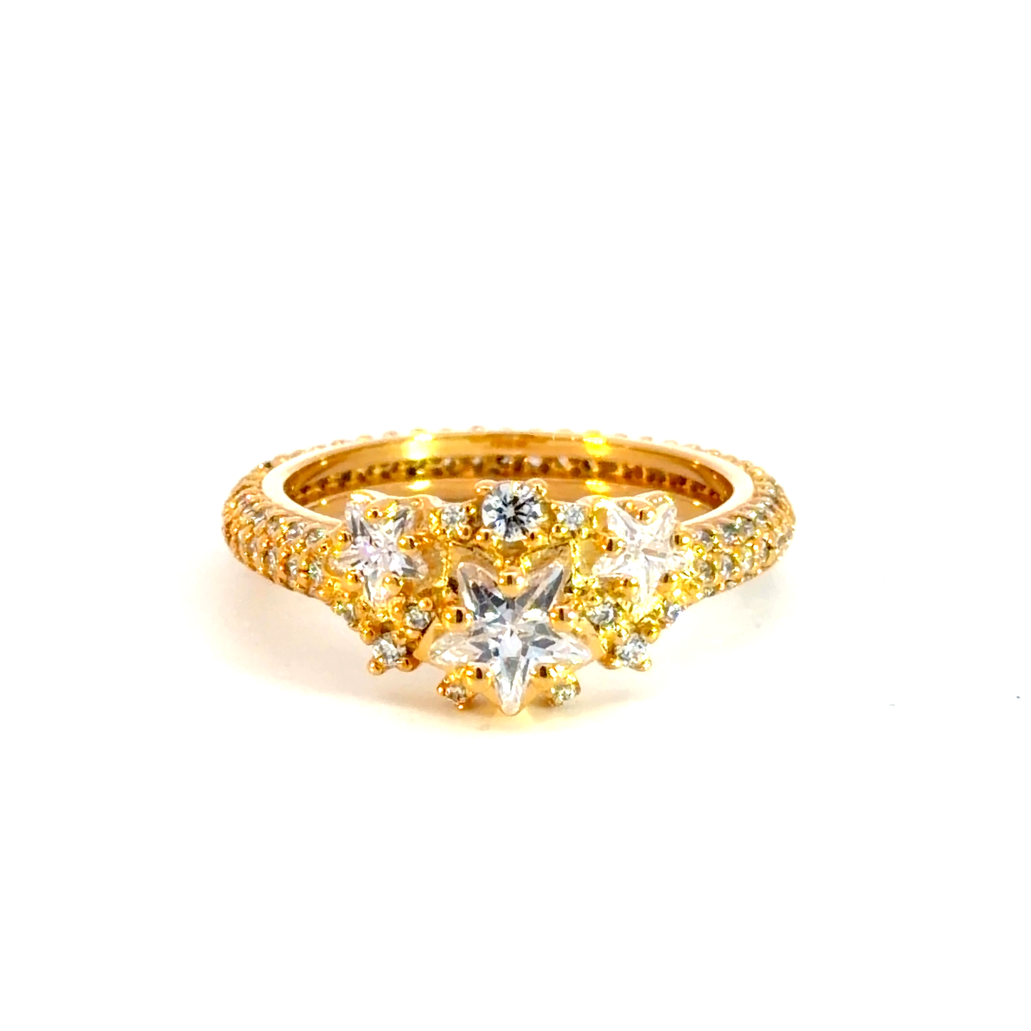 Yellow Gold Star Diamond Multistone Ring