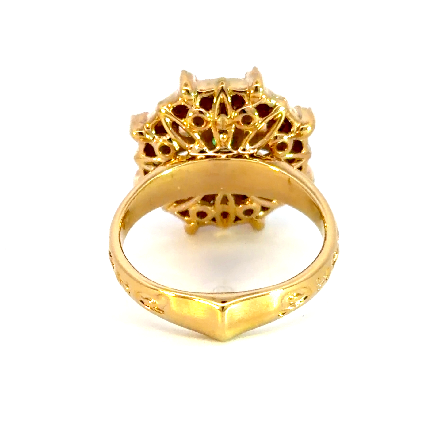 Yellow Gold Cocktail Ring with Round Brilliant Emeralds