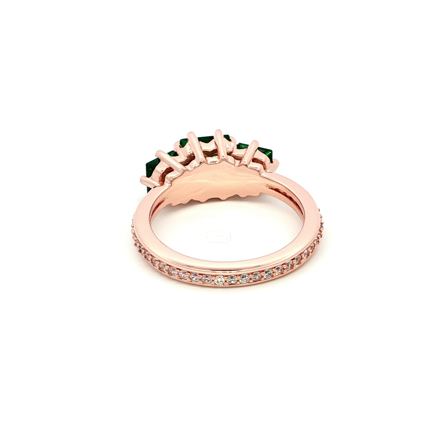 Rose Gold Multistone Ring with Emerald Cut Emeralds