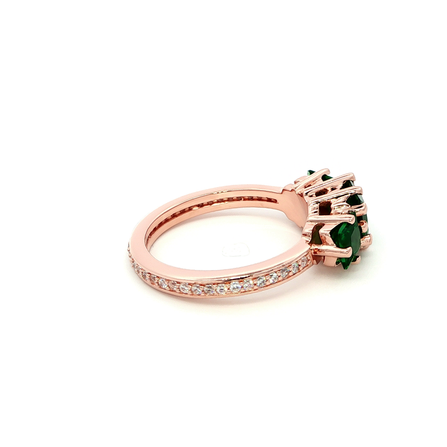 Rose Gold Multistone Ring with Emerald Cut Emeralds