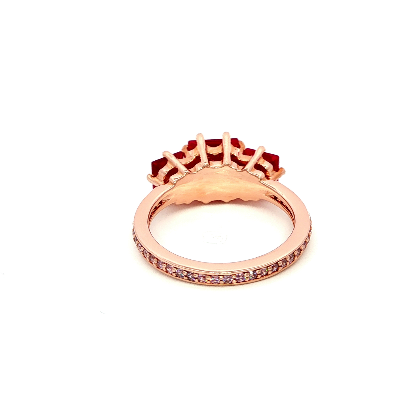Ring with Three Square-Cut Red Rubies
