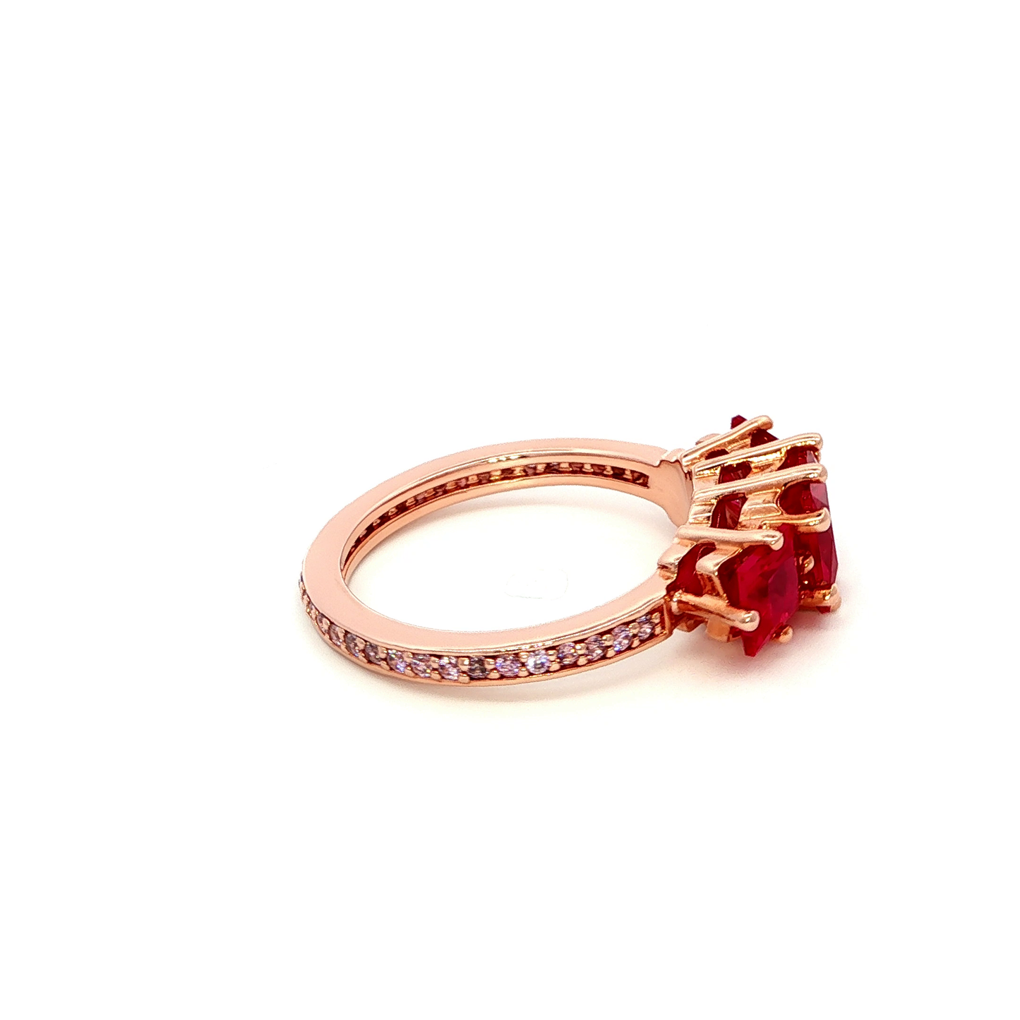 Ring with Three Square-Cut Red Rubies