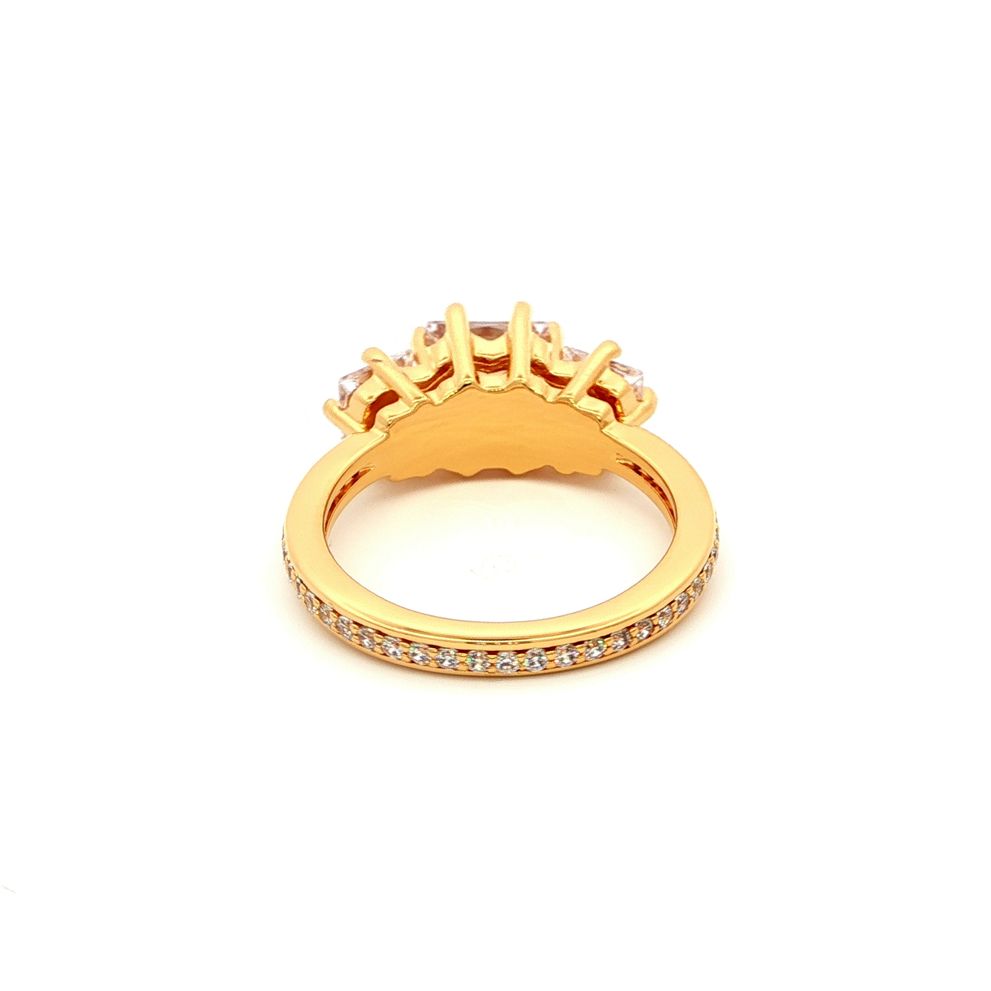 Yellow Gold Multistone Ring with Princess Cut Diamonds