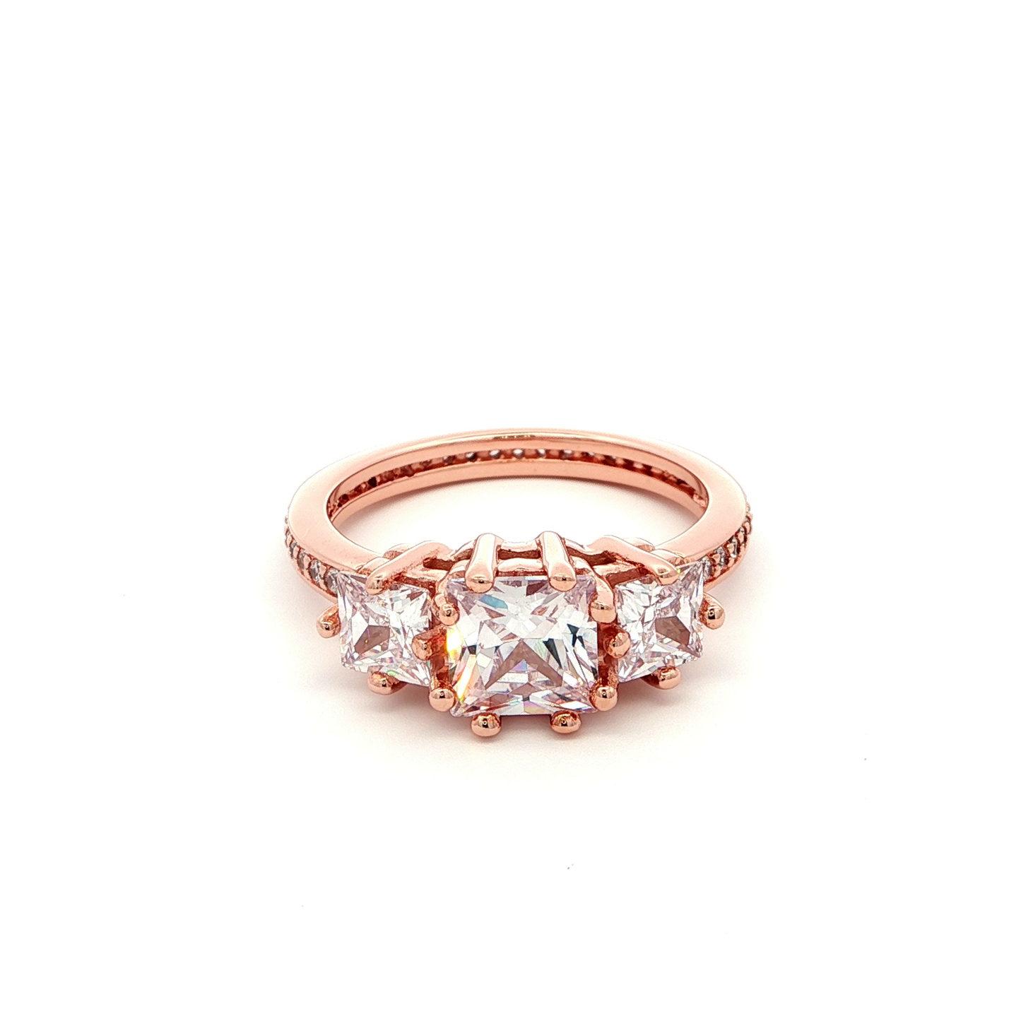 Rose Gold Multi-Stone Ring with Princess Cut Diamonds