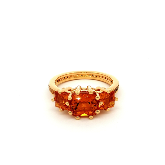 Yellow Gold Multistone Ring with Square Cut Citrines