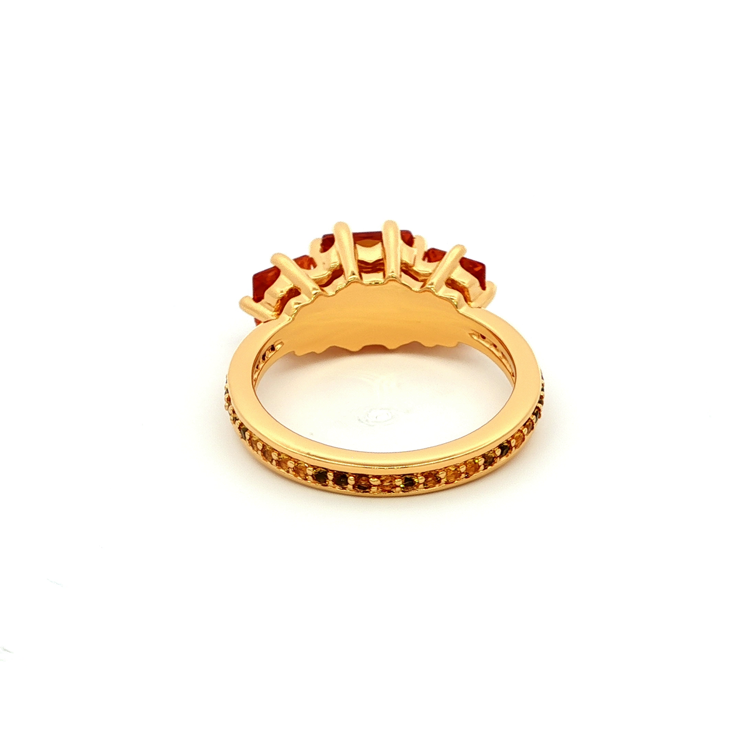 Yellow Gold Multistone Ring with Square Cut Citrines