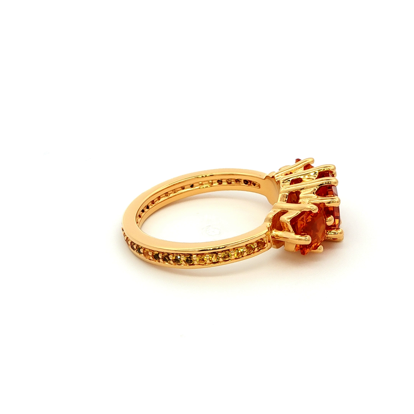 Yellow Gold Multistone Ring with Square Cut Citrines