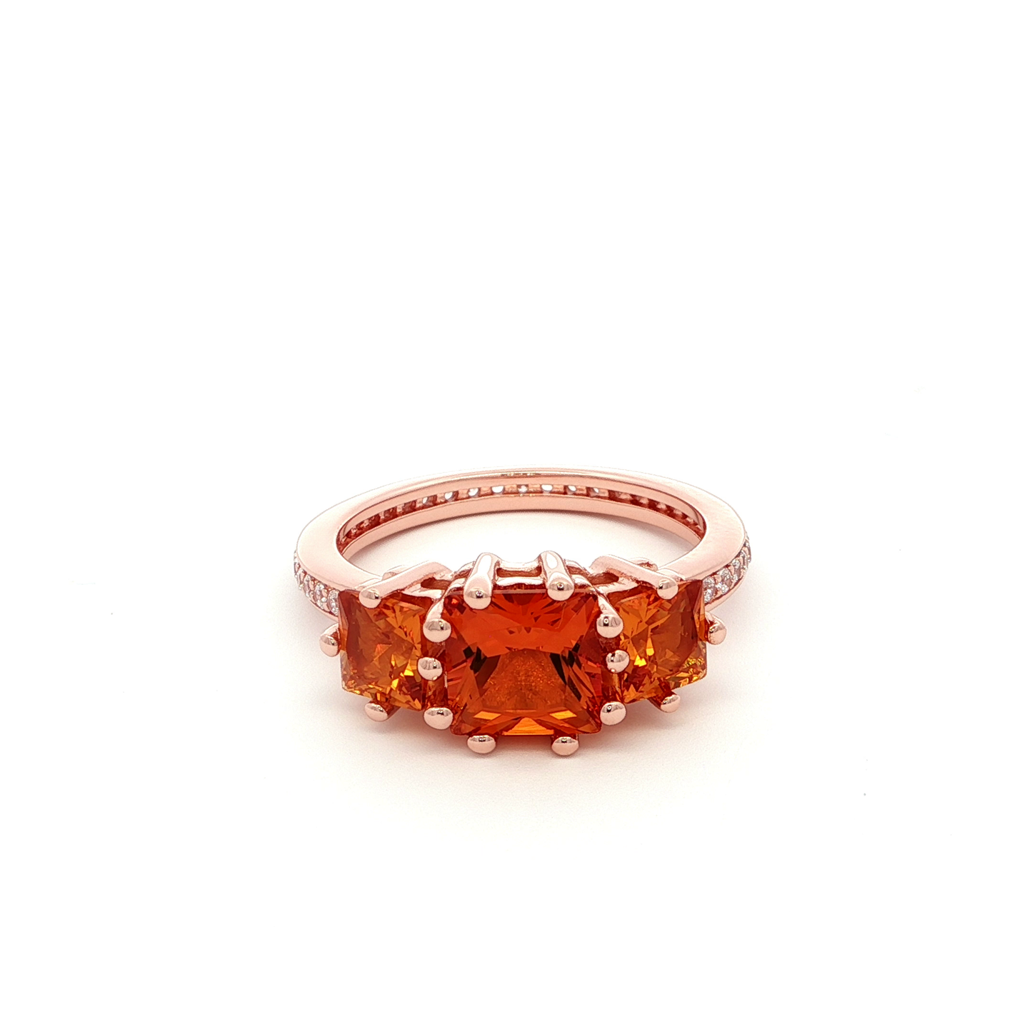 Multistone Ring with Three Square Step Cut Citrines