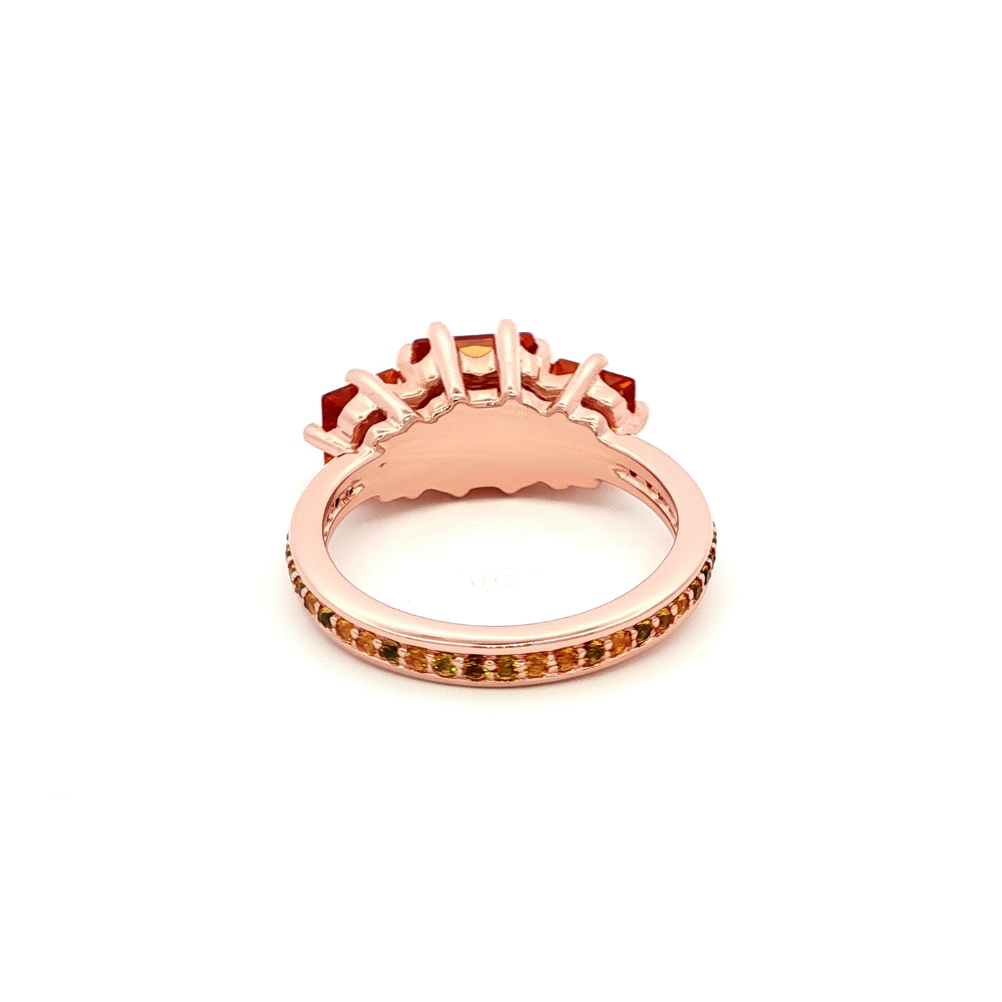 Rose Gold Ring with Orange Citrine Trio
