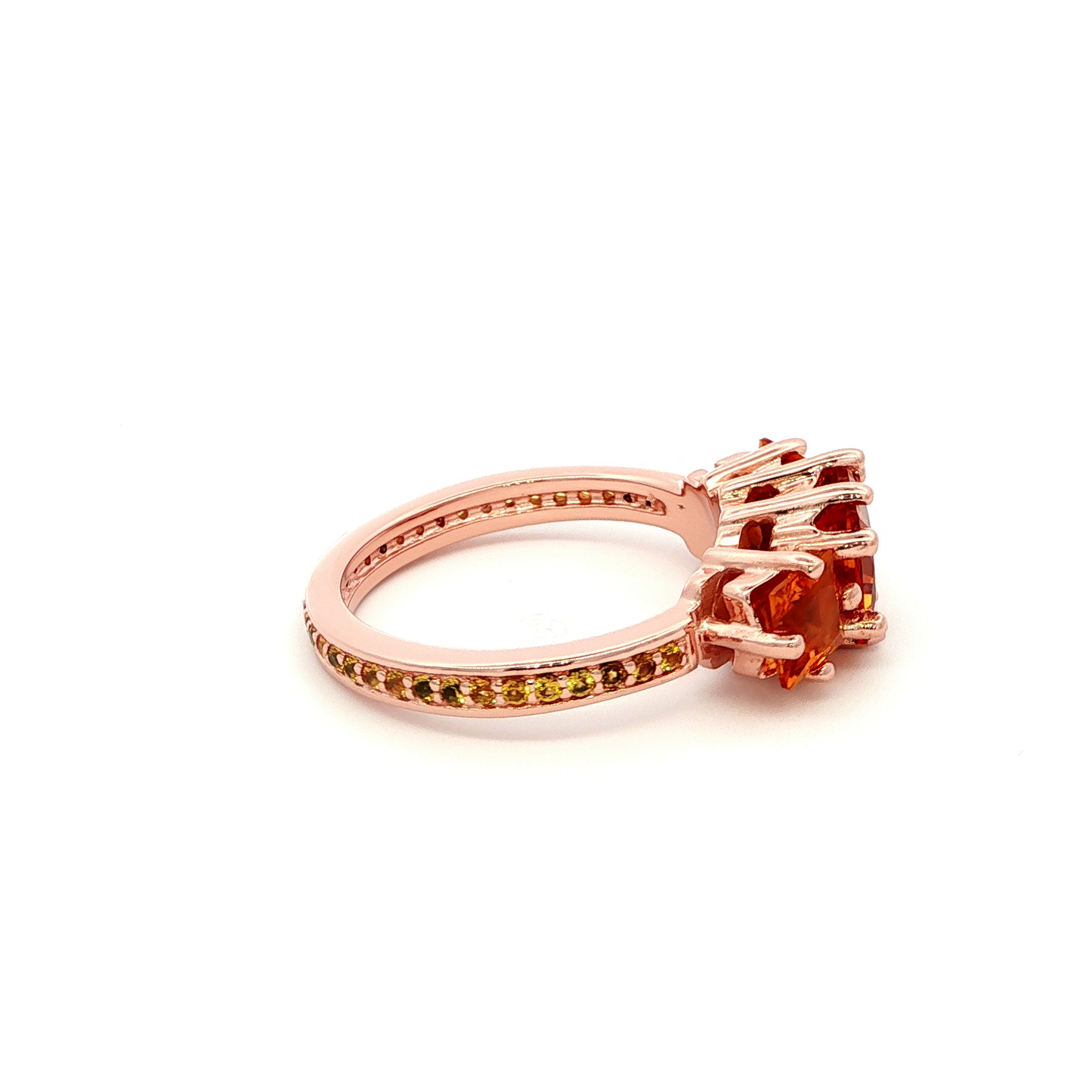 Rose Gold Ring with Orange Citrine Trio