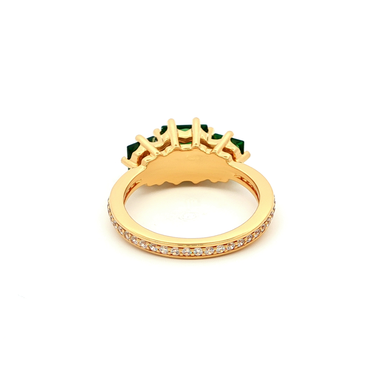 Emerald Three-Stone Ring in Yellow Gold