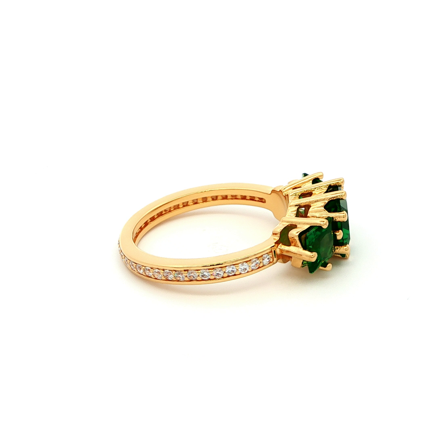 Emerald Three-Stone Ring in Yellow Gold