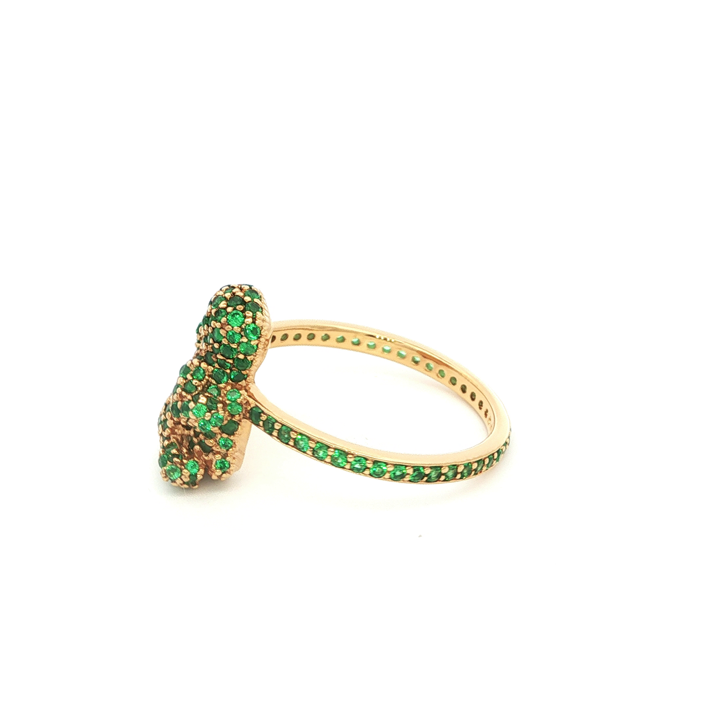 Emerald Cocktail Ring in Yellow Gold with Round Cut Emeralds