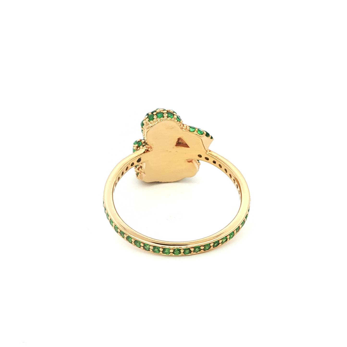 Emerald Cocktail Ring in Yellow Gold with Round Cut Emeralds