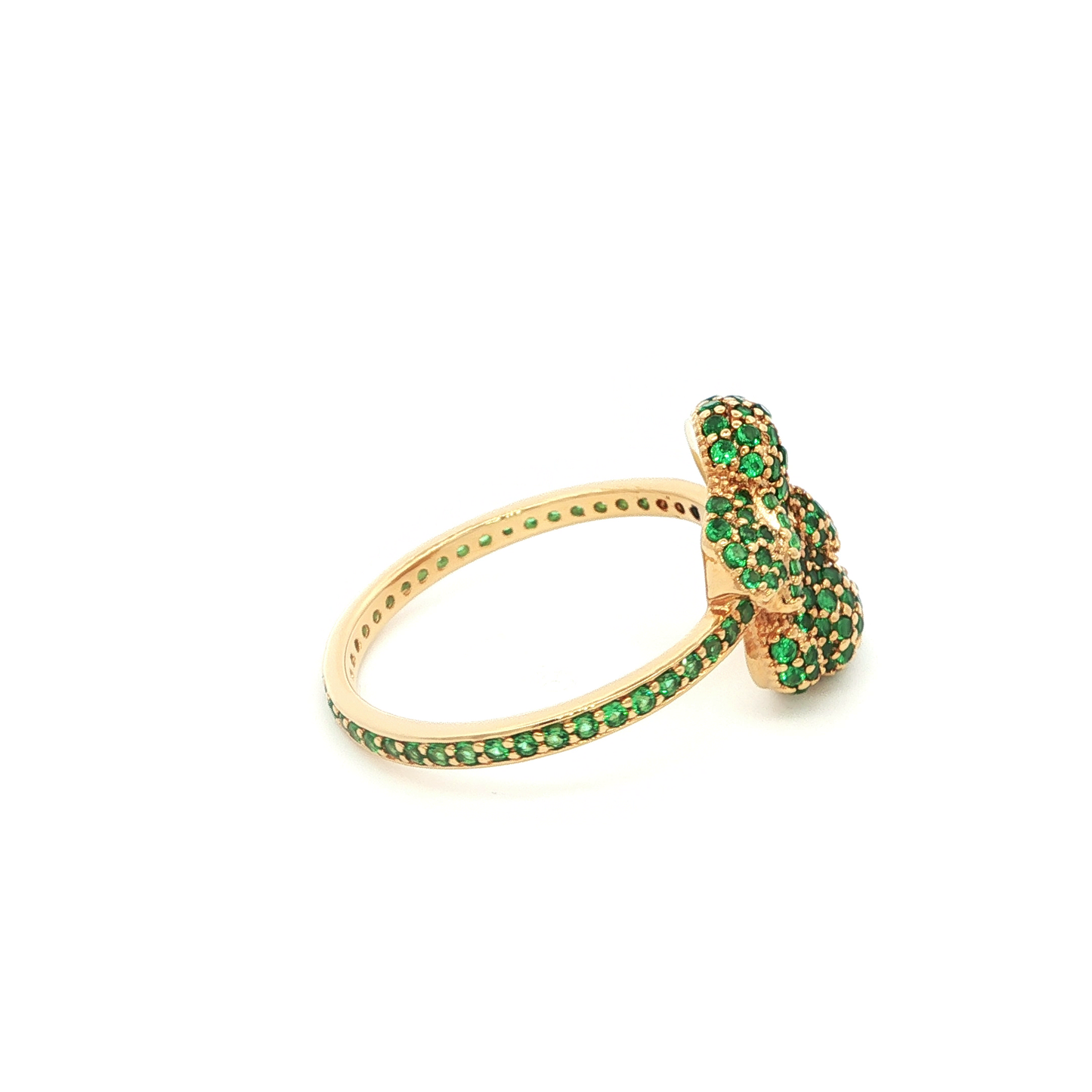 Emerald Cocktail Ring in Yellow Gold with Round Cut Emeralds