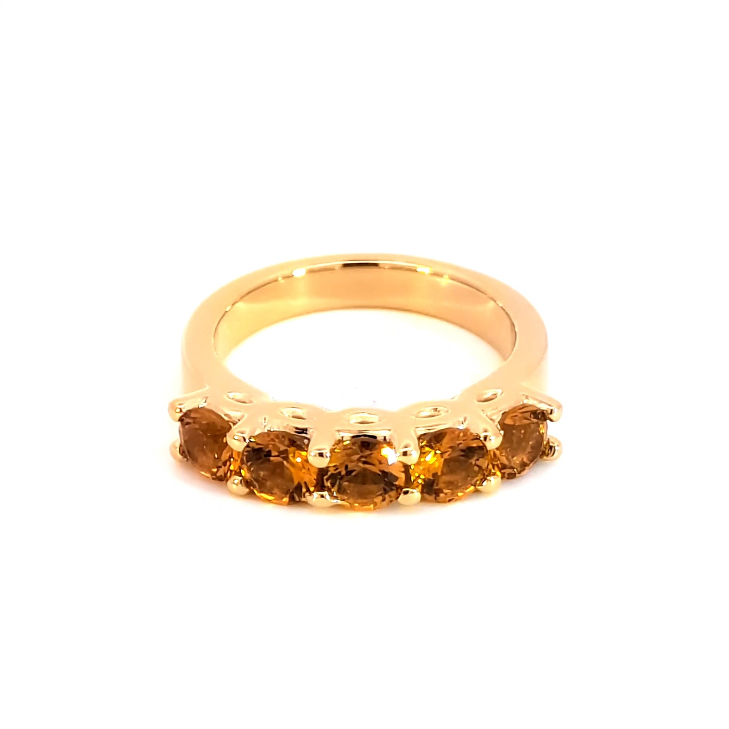 Gold Plated Ring with Five Orangy Yellow Citrines