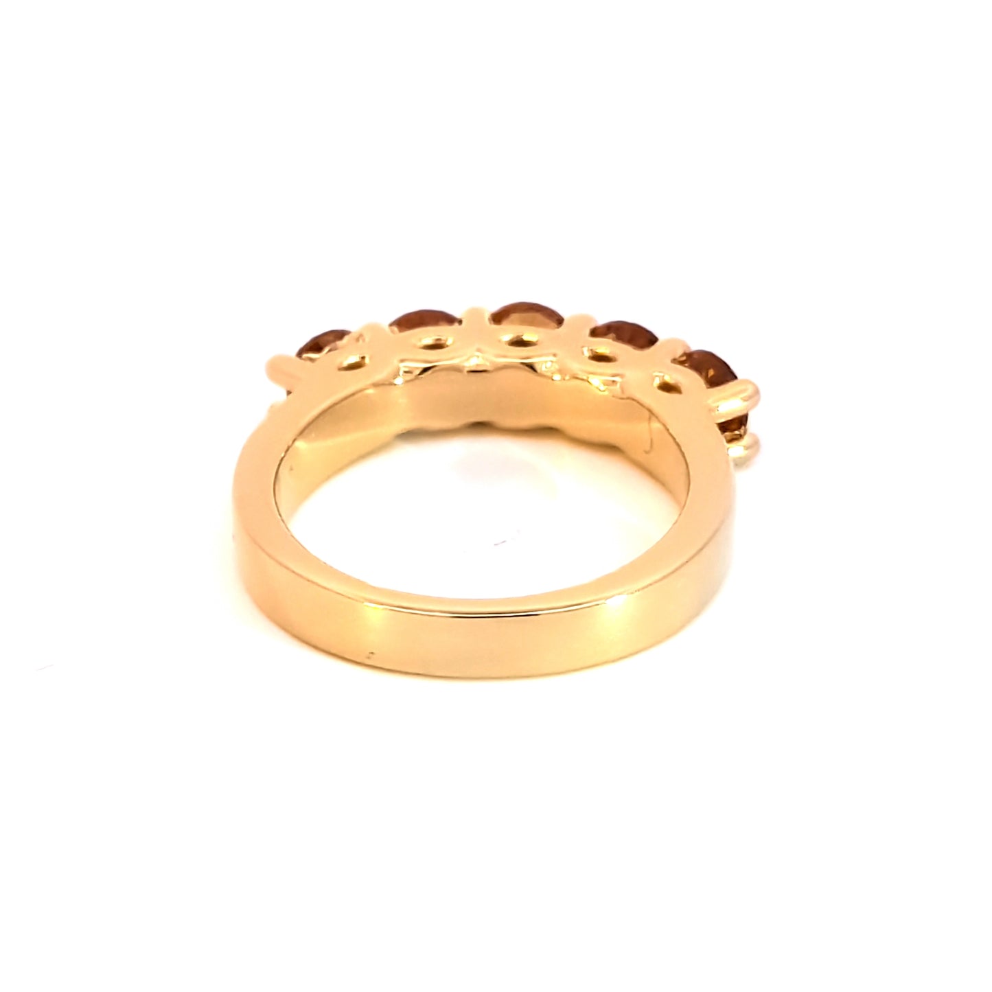 Gold Plated Ring with Five Orangy Yellow Citrines