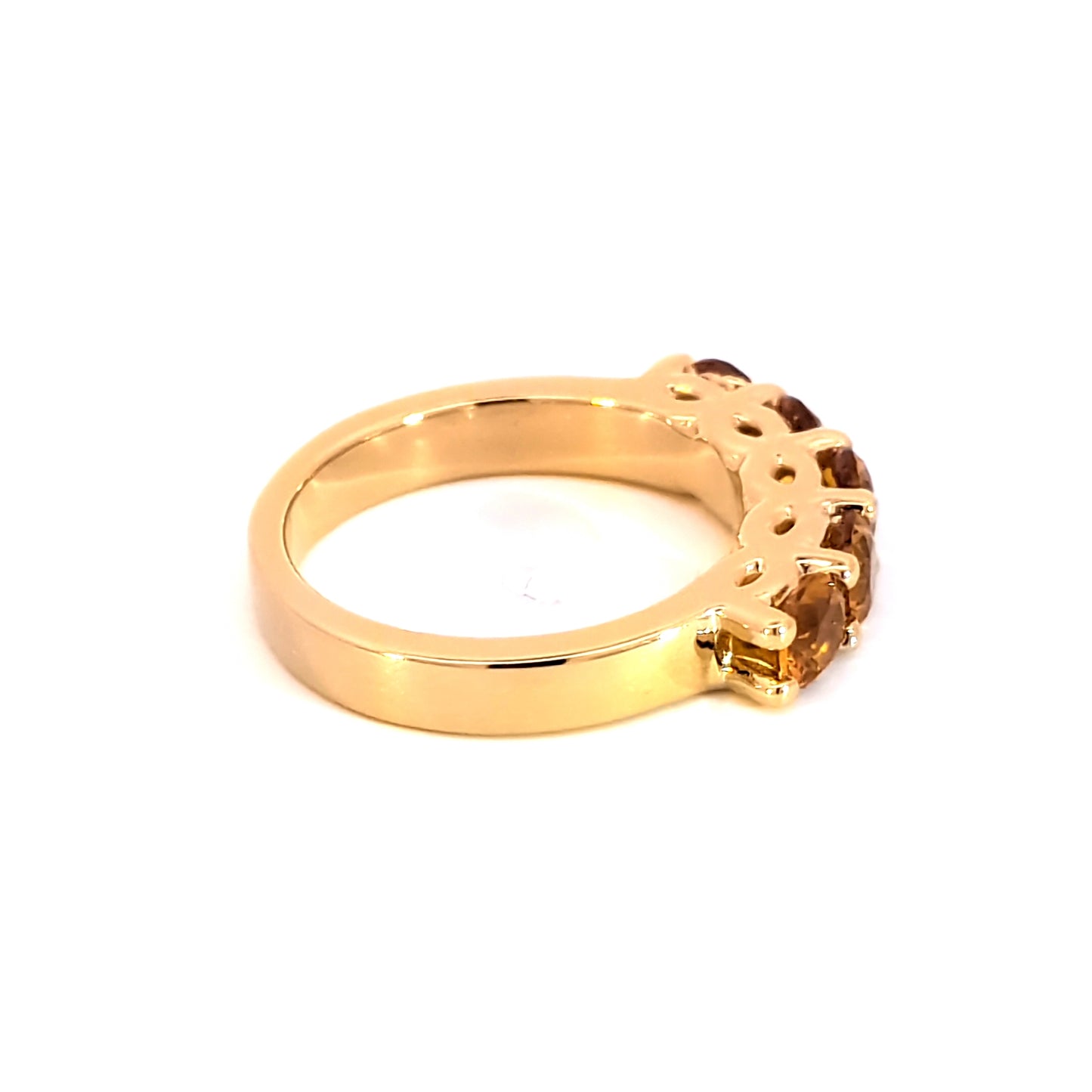 Gold Plated Ring with Five Orangy Yellow Citrines