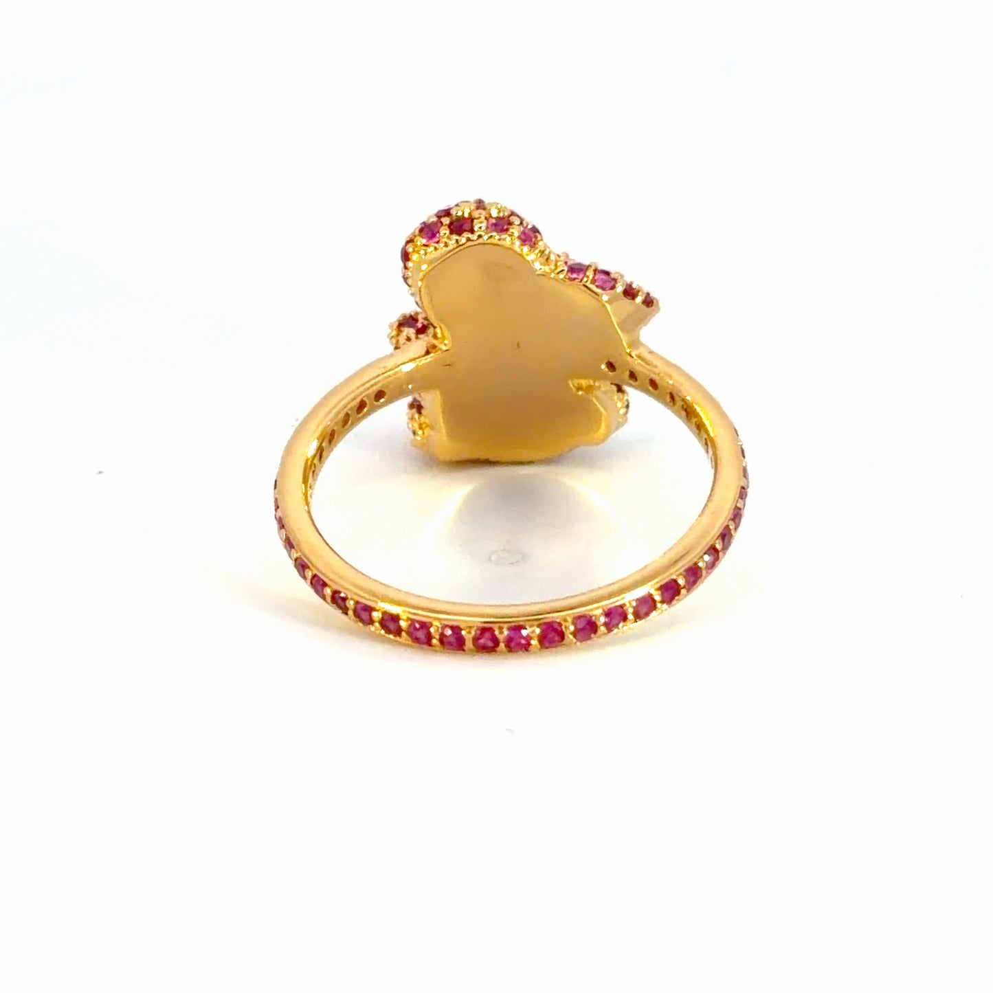 Yellow Gold Cocktail Ring with Round Brilliant Cut Rubies - Kids