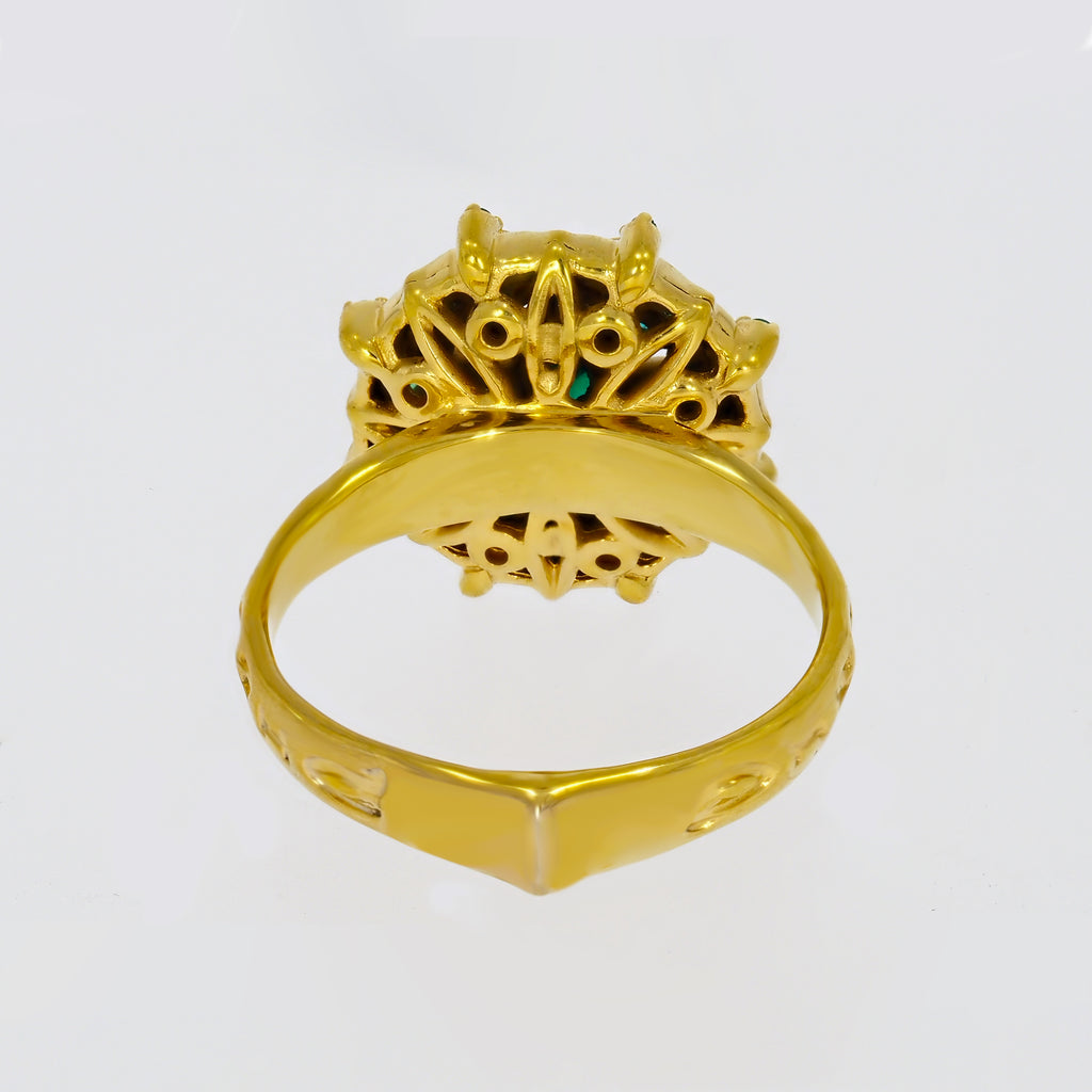 Green Stone on Gold-plated Ring