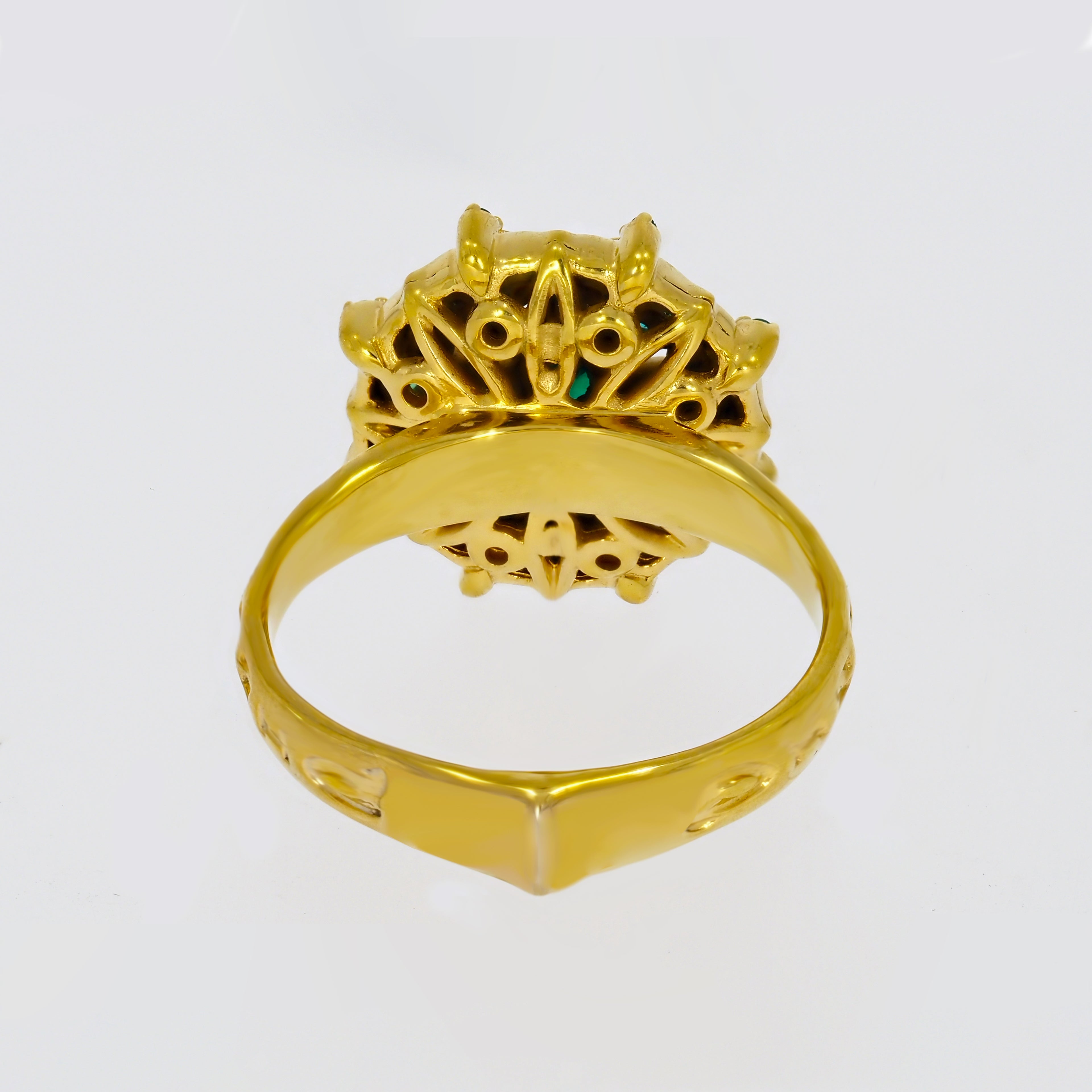 Green Stone on Gold-plated Ring