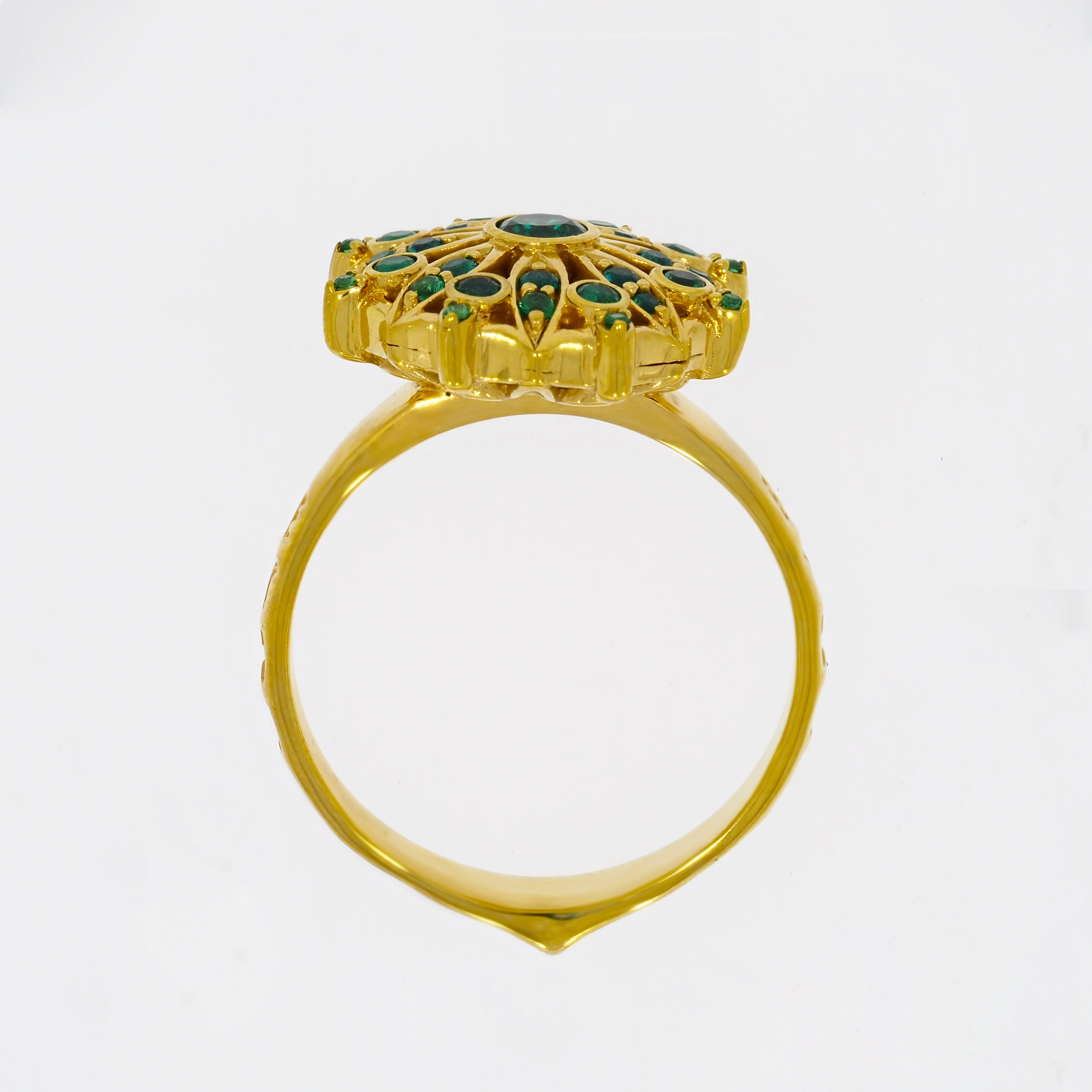 Green Stone on Gold-plated Ring