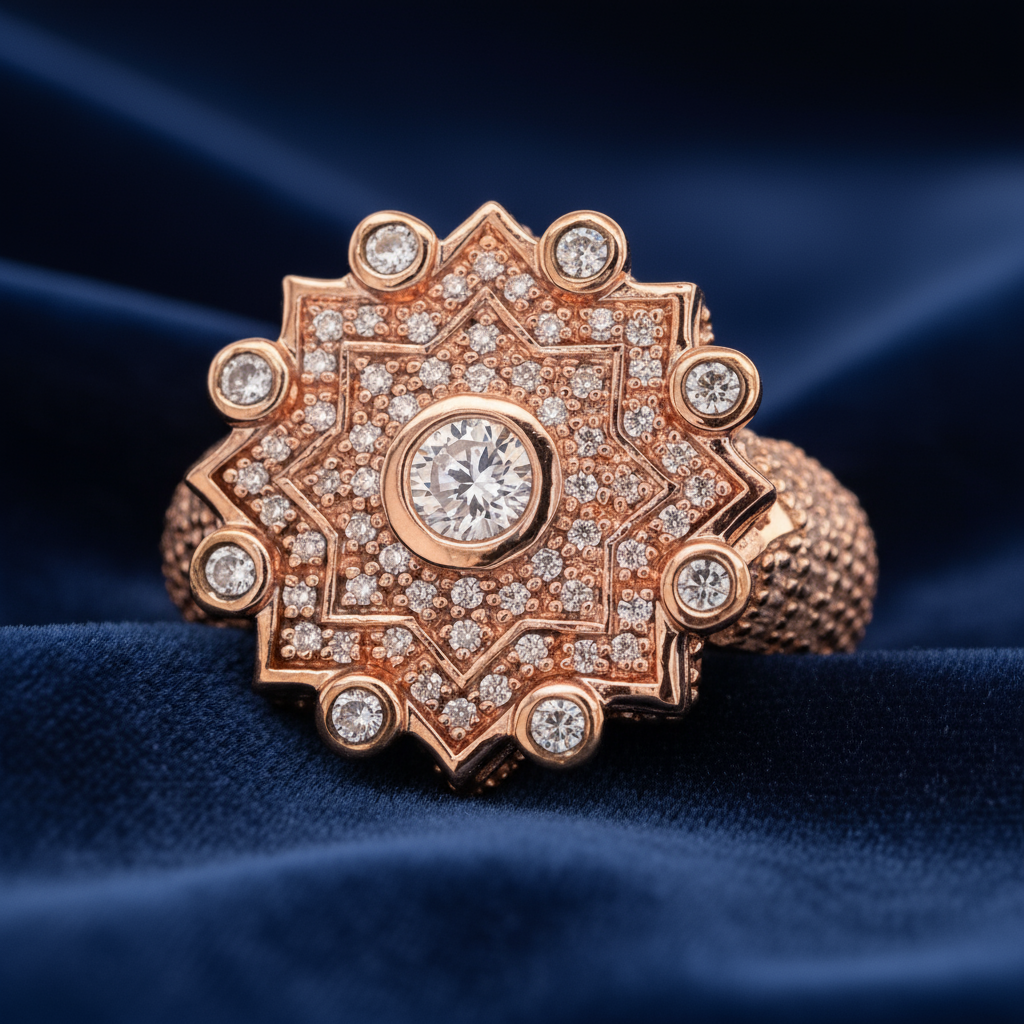 Cent Copper Colored Stones Bedecked Ancient Design Ring