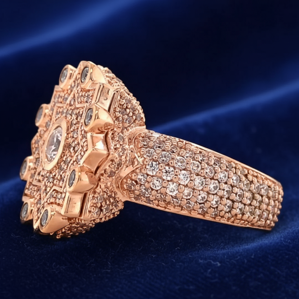 Cent Copper Colored Stones Bedecked Ancient Design Ring
