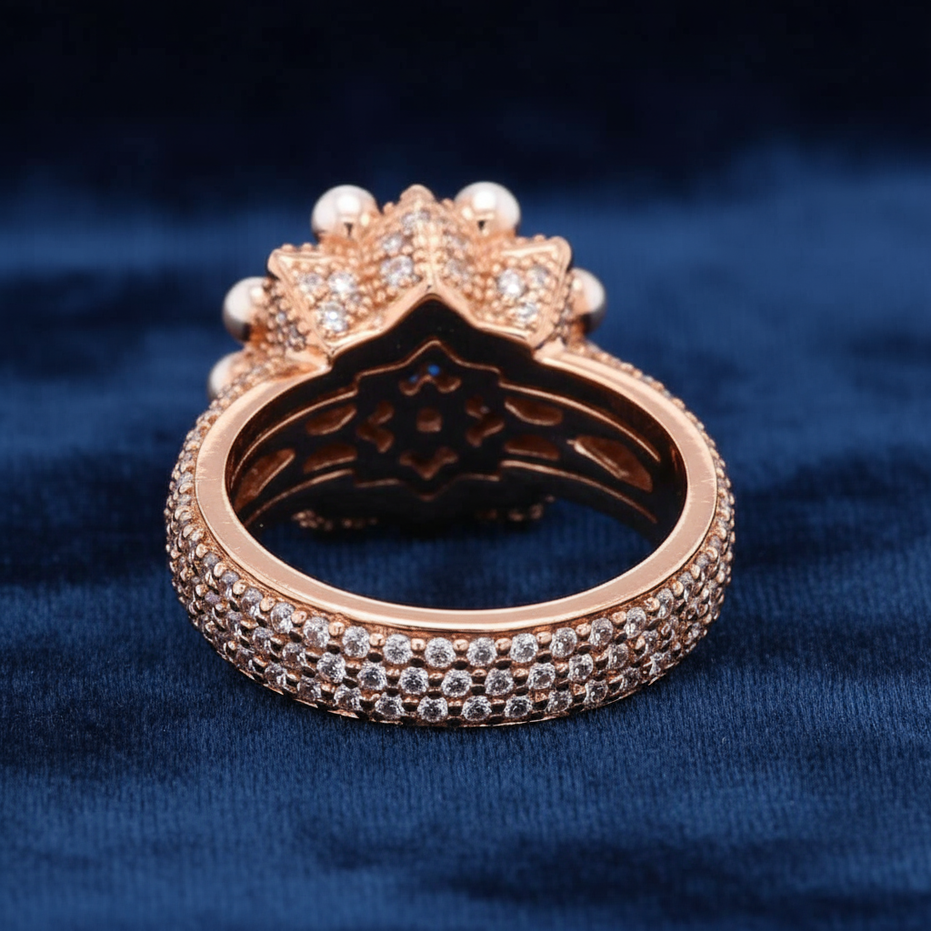 Cent Copper Colored Stones Bedecked Ancient Design Ring