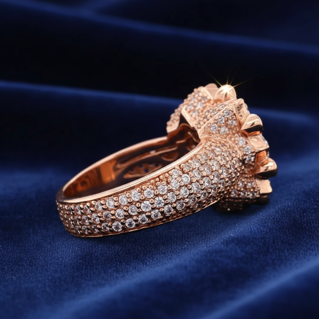 Cent Copper Colored Stones Bedecked Ancient Design Ring