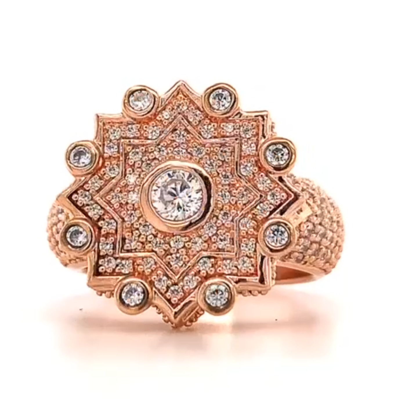 Cent Copper Colored Stones Bedecked Ancient Design Ring