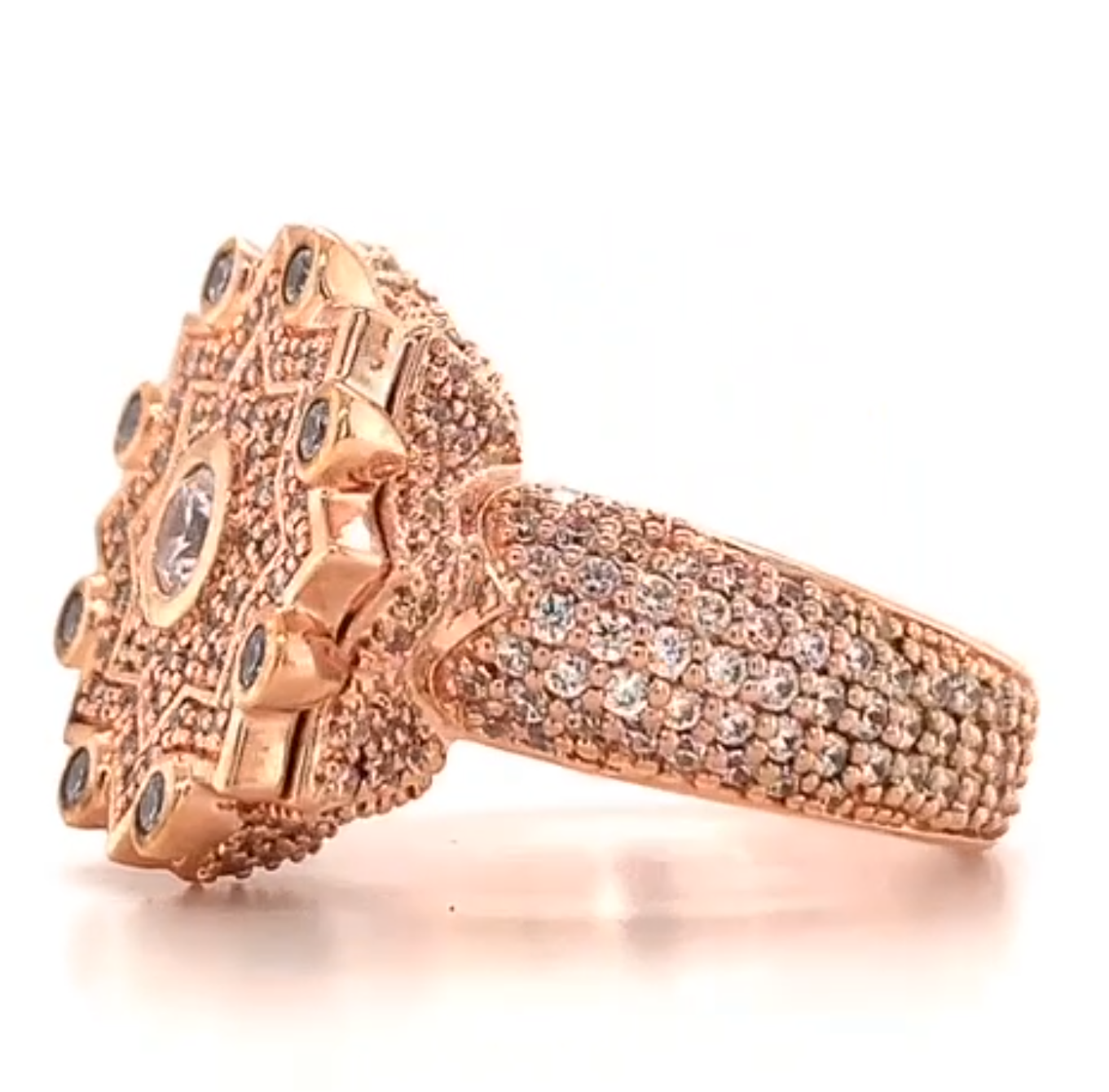 Cent Copper Colored Stones Bedecked Ancient Design Ring