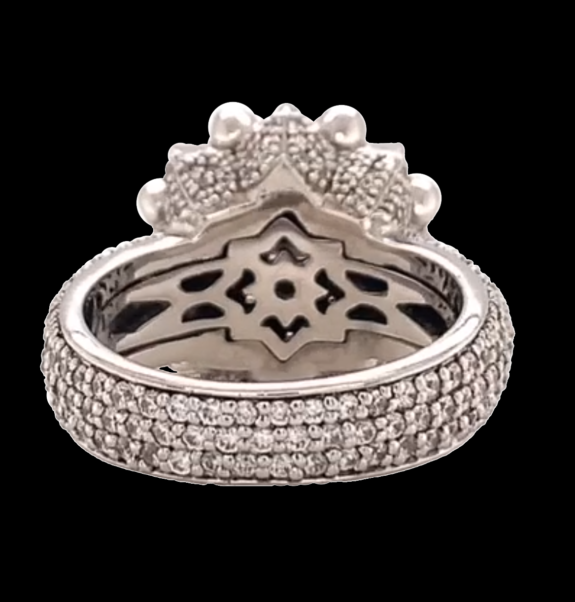 Cent Silver Colored Stones Bedecked Ancient Design Ring