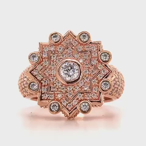 Cent Copper Colored Stones Bedecked Ancient Design Ring