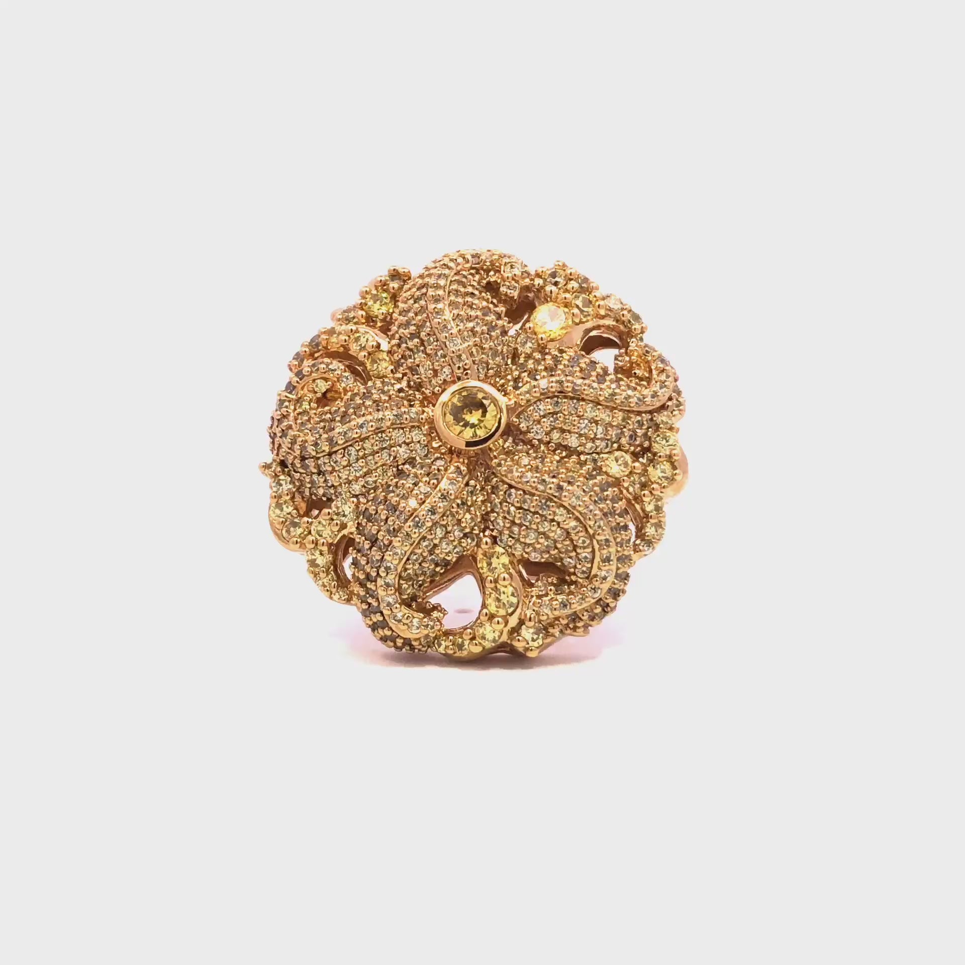 Shiny Crystal Stones Flower on Gold-plated Brooch