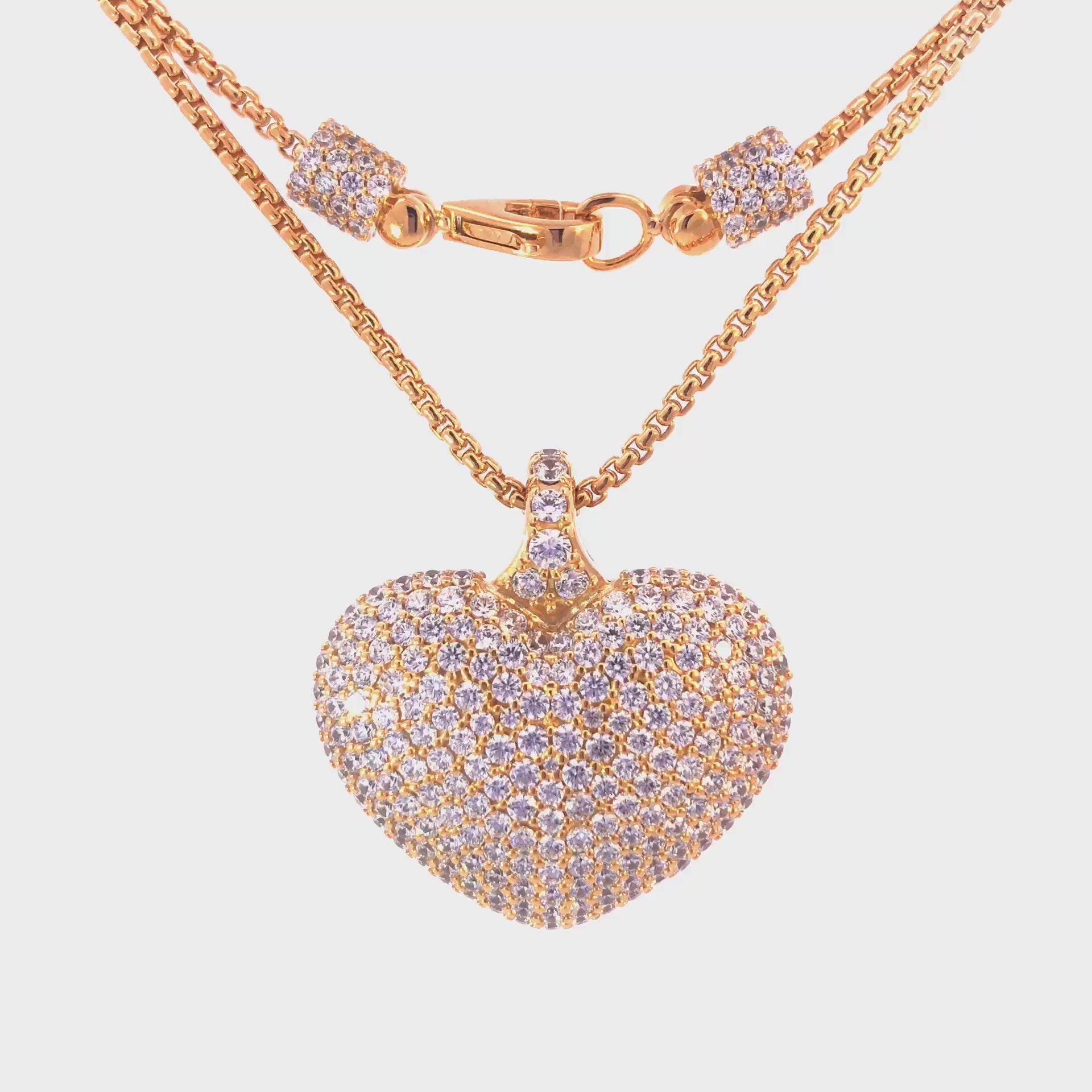 Heart Shaped Beautifully Stoned Pendant with Gold-plated Chain