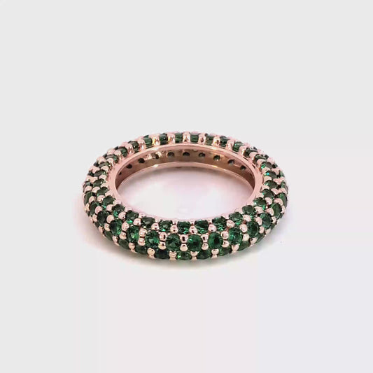 Rose Gold Eternity Ring with Round Brilliant Emeralds